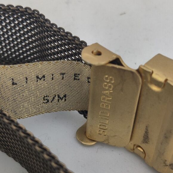 Metal Mesh Fully Adjustable Belt Max 35" Solid Brass Buckle Vintage - Picture 3 of 7
